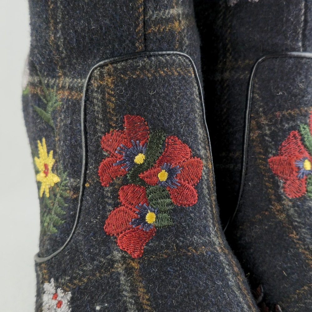 Indigo Rd Women's Juke Floral Embroidered Plaid Block Heel Booties Blue 6.5 - Picture 6 of 16